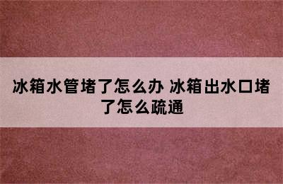 冰箱水管堵了怎么办 冰箱出水口堵了怎么疏通